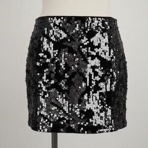 Express Black and Silver Sequin Mini Skirt